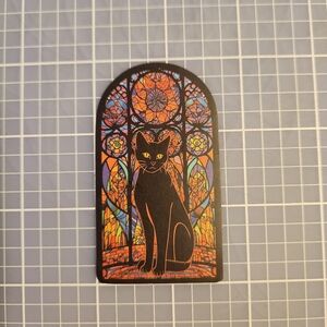 10/$10 Sticker Stained Glass Black Cat Theme Wicca Witchy Goth